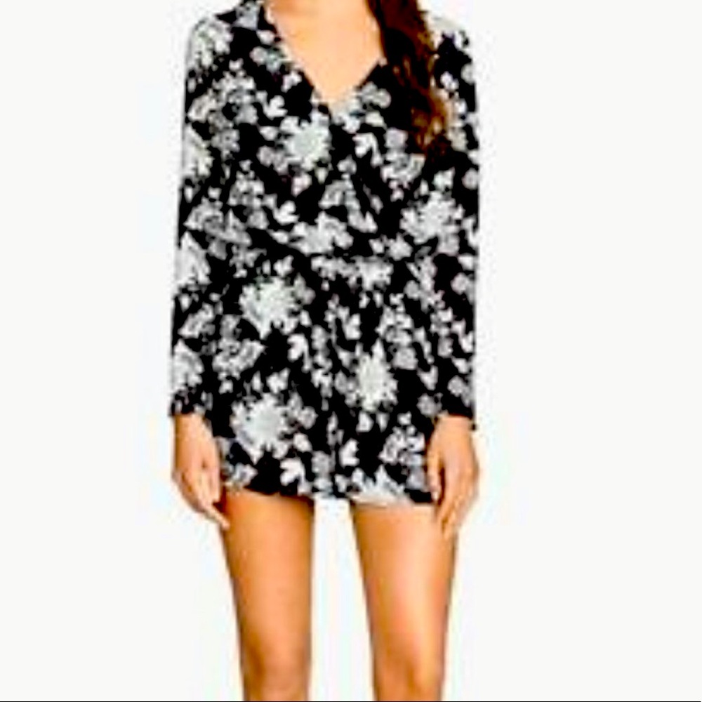 H&M Black and White Floral Playsuit